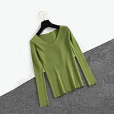 Sexy V Neck Women Pullover Sweater Fashion Autumn Winter Long Sleeve Knitted Jumper Top Casual Korean Slim Basic