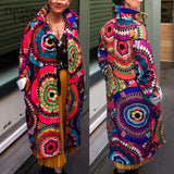 Coat Flower Printed Long Sleeve 2020 Winter Jacket Ladies Woolen Outwear Vintage Casual Chic Ethnic Style Female