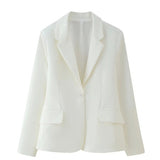 Fongt Women's Explosive Stylish Elegant White Collar Jacket Casual Long-Sleeved Jacket