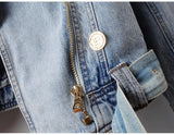 Denim Cropped Trench Jacket-Outfit