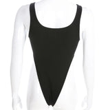 Sexy Bodycon Solid High Waist Bodysuit Women Summer Open Crotch Sleeveless Romper