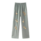 Spring Sequins Set With Loose Shirt Sequins And Straight Trousers-Outfit