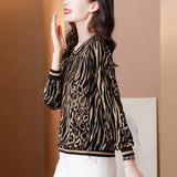 Large Size Leopard Printing Shirt Summer Satin Women's Blouse Elegant Long Sleeve Casual Top Female Fashion Korean