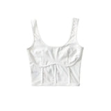 Fongt / Summer 2024 U-Collar Fishbone Sticker Mesh Stitching Vest Women's Elastic Slim Back Render Vest-Outfit
