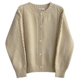 Fongt Clothing Ladies Solid Vintage O Neck Cardigan Sweaters 1215-1-Outfit
