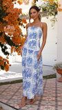 Fongt Years New Sexy Chest Small Fresh Print Lace-Up Long Dress 88107-Outfit