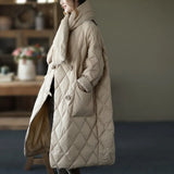 2022 Winter Women's Down Jacket With A Scarf Quilted Padded Coats Female Long Puffer Jacket Warm Parka Ladies