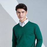 Fongt And Winter New Men's V Collar Loose Large Size Gentleman Sleeve Long Sleeve Sweater Middle-Aged Knit Chicken Heart Collar Bottom Shirt-Outfit