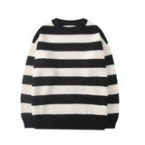 Green Striped Knitted Sweater Women Winter Pullovers Casual Oversized Sweaters Loose Harajuku Couple Sueter De