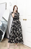 Fongt Light Luxury Retro Sleeveless V-Neck Print Dress Women's Summer Waists Thin Temperament Elegant Famous Dress