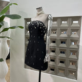 High-End Famous Yuan Qianjin Charming Exquisite Pure Hand Nail Beaded Tectored Dress Light Luxury Dress