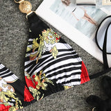 Fongt New Print Straps Women's Split Swimsuit Sexy Metal Accessories Bikini