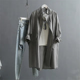 Cotton Linen Women's Trench Coat 2022 New Korean Version Long Sleeved Large Size Loose Women Trenchs