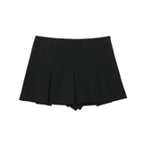 New Wide-Pleated Solid Color Fashionable Short Skirt 7385524-Outfit