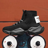 Men Sneakers High Top Sock Shoes Breathable Sports Walking Shoes Thick Bottom Men Casual Shoes Large Size 39-46-Outfit
