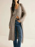 Fongt Retro Elegant Long-Sleeved Jacket Knitted Sweater Medium Long Model