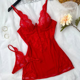 Cagano Special For Sexy Slings Ajan Skirts Hollow Mesh Lace Pyjamas