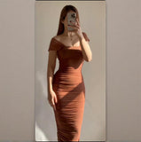 Fongt Summer New Women's Decoration Waist Sexy Folding Tight Dress