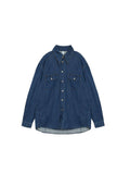 Fongt Gentle And Niche Vintage Cowboy Shirt Female Design Folded Dress Blue Harbor Wind 2025 New Spring