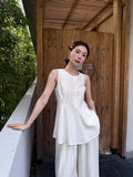 Fongt Xixi 2025 Summer New Temperament With The Silk Pure Color Thin Sleeveless Vest Shirt Lady 89358