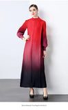 Fongt And Fashionable Gradient Lantern Sleeve Pressure Folding Dress Women Autumn And Winter Loose Apparent Thin-Skinny A-Character Dress