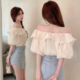 Sleeve Chiffon Shirt Women's Blouse Sweet Fashion Solid Color-Outfit