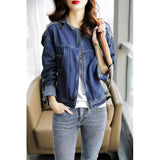 Fongt Blue Denim Jacket Female Short 2024 Spring And Autumn New Korean Version Of Loose Tassel Short Casual Clothes-Outfit