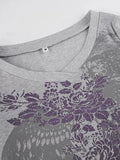 Floral Rhinestone Long Sleeve Crop Top-Outfit