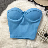 Fongt Color Strapless Vest Female Wearing Sexy Hot Girl Short Crop Slim Thin With Chest Pad-Outfit