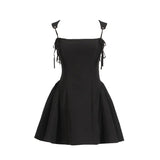 Fongt Temperament Dress Women 2025 Spring New Elegant Wind Strap Design Feel Solid Color Sling