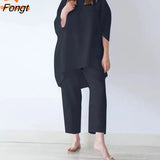 Women's Loose Casual Home Commuting Cotton Linen Short Sleeve T-shirt Loose Pants Two Piece Set Linen Set for