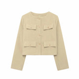 New Flip Decoration Round Collar Short Coat 3046278-Outfit