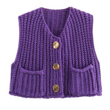Fongt Women's Explosive Coarse Knitted Vest Cardigan