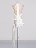 Fongt 2025 New French High Fashion Design Three-Dimensional Flower Pile Neck Long Dress Dress
