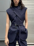 Fongt Suit 2025 Autumn New Fashion Niche Cross-Tape With Sleeveless Blazer Woman Trend