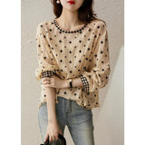 Ladies Printing Blouse 2023 Spring Summer New Fashion Women's Clothing Sweet All-match Thin Long Sleeve O-Neck Shirt-Outfit