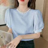 Summer Korean Women Blouse 2023 Short Sleeve Tops Loose O Neck Women Shirts Cotton Female Clothing Chemise Femme
