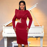 Fongt Embroidered Long-Sleeved Evening Dress Lotus Side Party Long Dress Evening Dresses