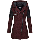 Fongt Explosion Of Women's Autumn And Winter Long Hooded Loose Zip-Chain Coat