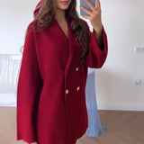 Fongt Women's New French Temperament Solid Color Commute Button-In- Cardigan Suit Dress