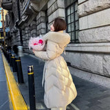 High-End Fox Big Fur Collar Down Jacket Women's Long Style 2024 Winter Knee Bundle Waist Show Thin White Duck Down Fashion Coat-Outfit