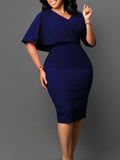 Fongt Women's New Temperament Tongle Solid-Colored Bag Hip Professional Pencil Dress African Dress