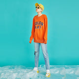 O Neck Cotton Long Sleeve Loose Letters Casual