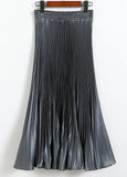 Fongt Luster Polyester Pressure Folded Half Skirt Original Single Long Skirt Silk Clear Silk #8035