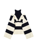 Women Sweaters Striped Fake Two Pieces Off Shoulder Slash neck Pullovers Womens Trendy 2023 Autumn Winter New Chic Knitwear