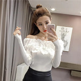 Women Knitting Full Sleeve Patchwork Sweaters Pullovers Girls Slim Floral Knitted Knitwear Tops GTA014-Outfit