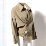 Casual Irregular Shirt For Women Lapel Long Sleeve Minimalist Solid Blouse Female Fashion New Clothing