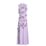 Spring 2025 New Fashion Sexy Sleeveless Three-Dimensional Flower Splicing Design Slimming Long