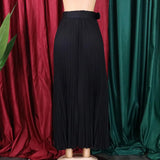 High Waist Pleated Long Skirt With Belt-Outfit
