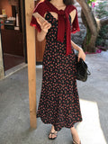 Fongt Xixi 2025 Spring New Retro High-Rise Sling Dress Print Pure Desire Holiday Dress Women 88201